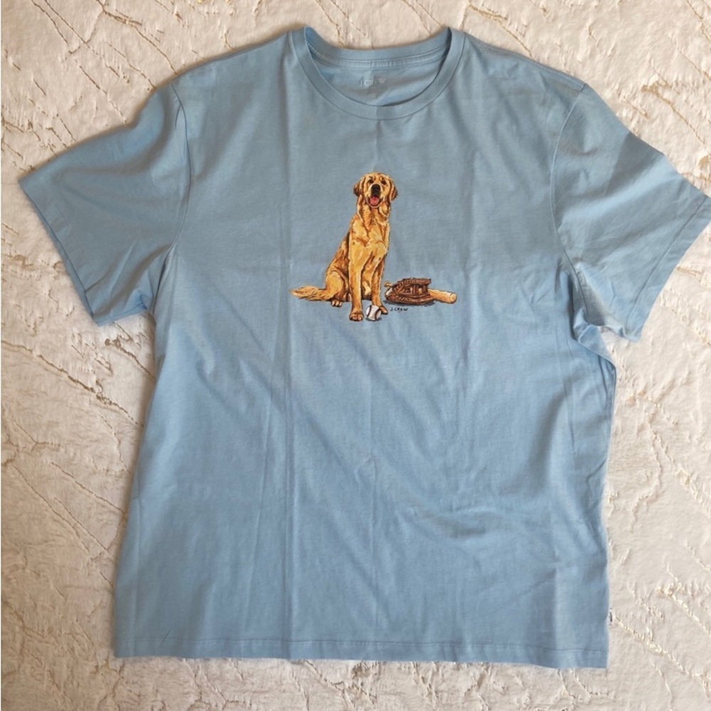 J Crew T Shirt Mens XXL Short Sleeve Baseball Pet Dog NEW